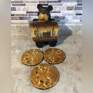 🐱 “WELCOME” Bear Sign + Coasters